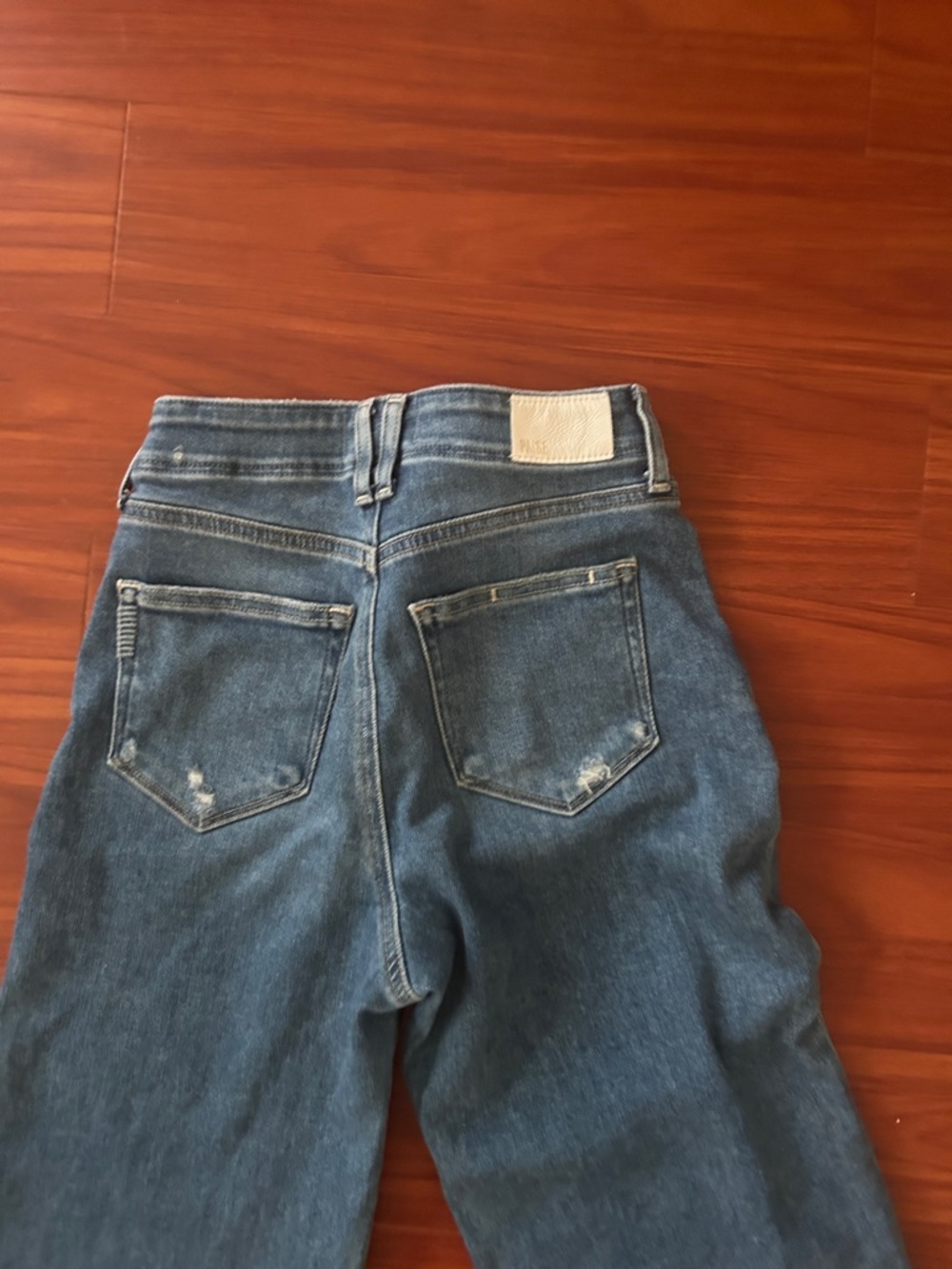 PAIGE Wide-Leg High-Rise Jeans — Dark Blue Denim - Picture 6 of 7